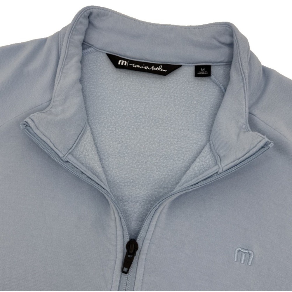 TravisMathew‎ Pullover Mens M Blue 1/4 Zip Golf Stretch Jacket Pockets